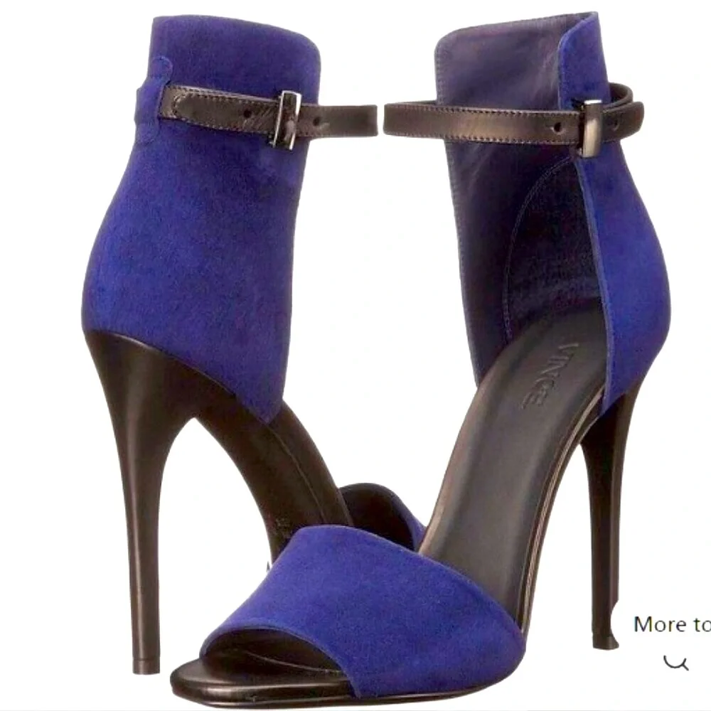 New VINCE Italy Adley Cobalt Blue Suede Sandal Stiletto Ankle Strap 10 MSRP $425 - Picture 3 of 9